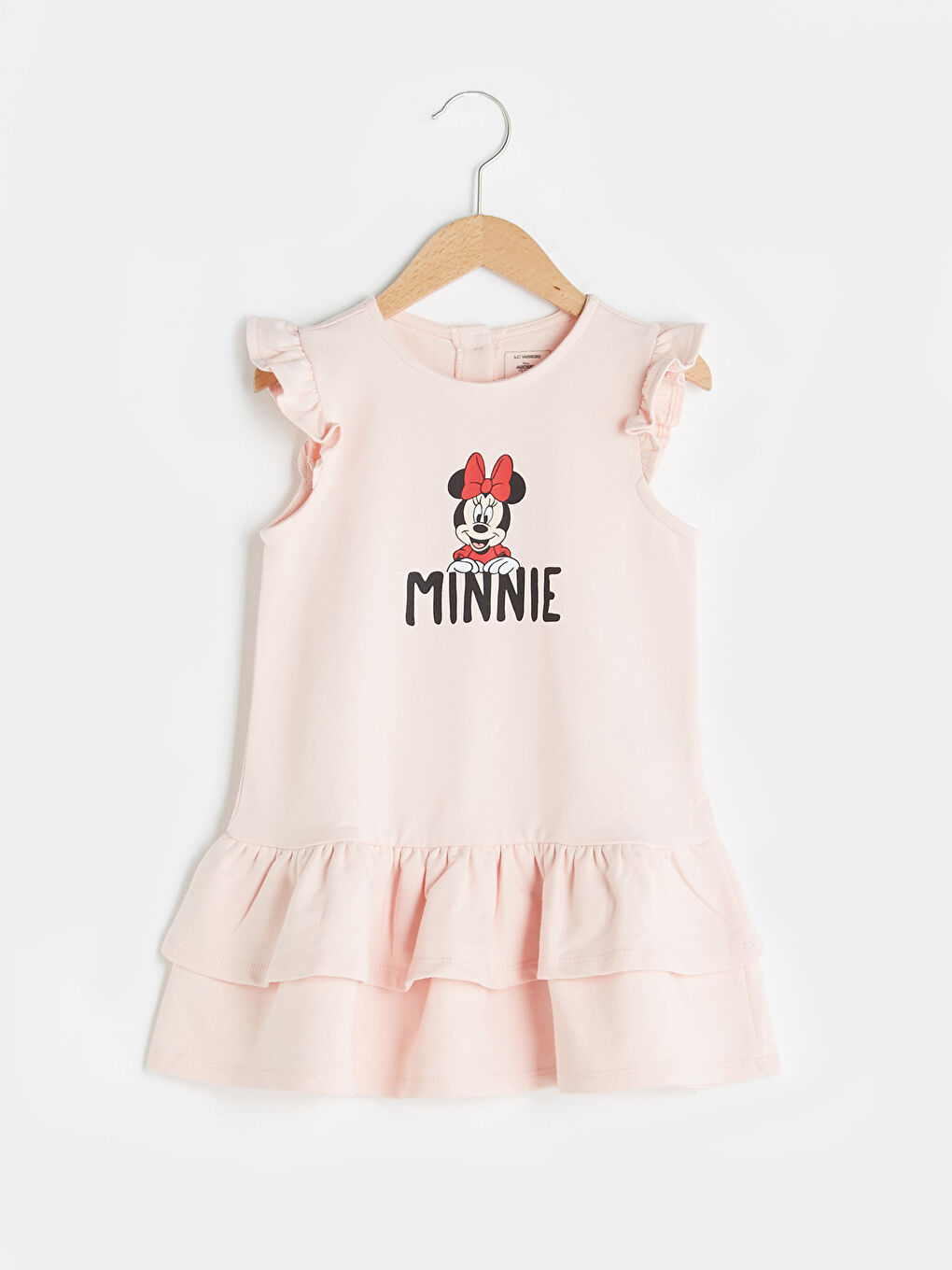 Crew Neck Minnie Mouse Printed Cotton Baby Girl Dress