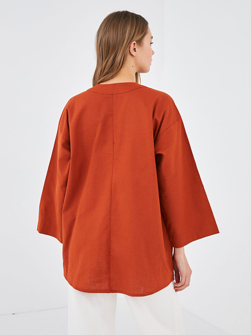 Shawl Collar Pocket Detailed Long Sleeve Women's Kimono-3