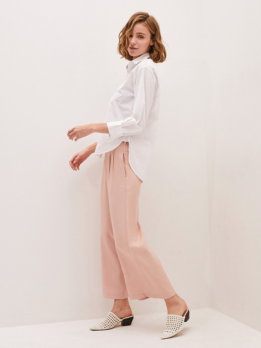 PREMIUM Elastic Waist Comfort Fit Wide Leg Palazzo Women's Trousers-8