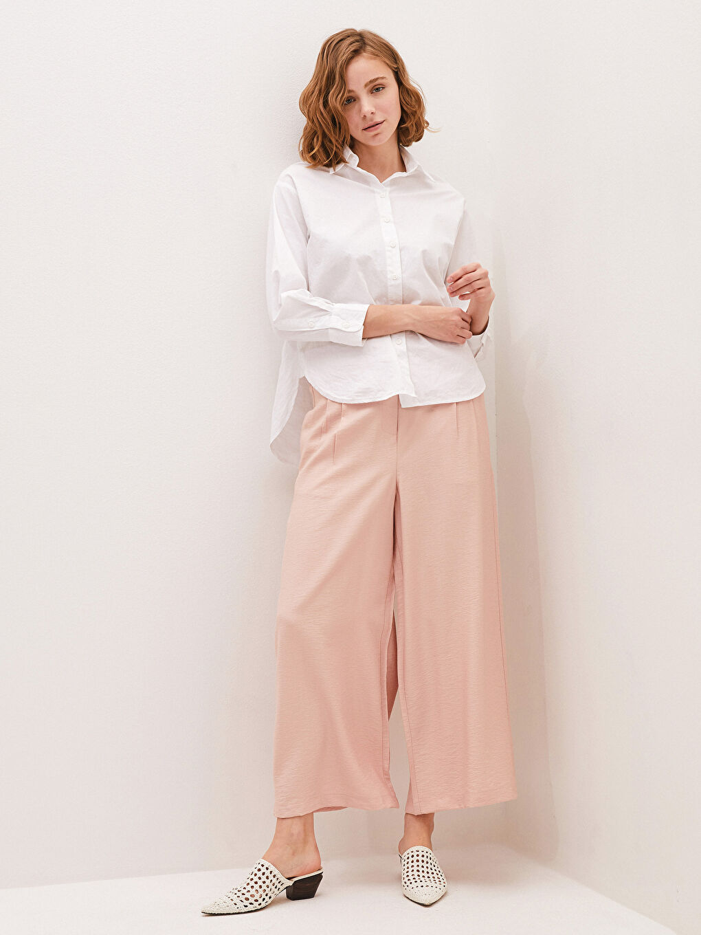 PREMIUM Elastic Waist Comfort Fit Wide Leg Palazzo Women's Trousers-1