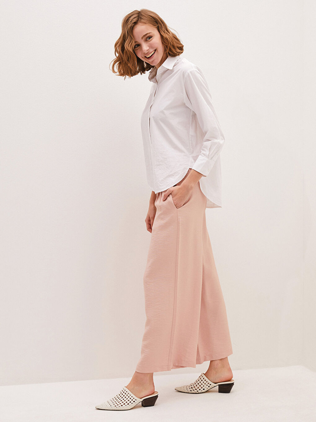 PREMIUM Elastic Waist Comfort Fit Wide Leg Palazzo Women's Trousers-7