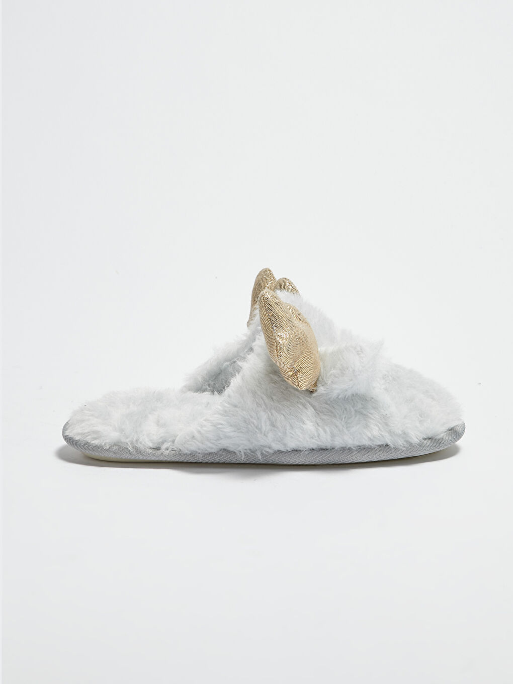 Gri Pelüş 3D Görünüm Kadın Ev Terliği-1