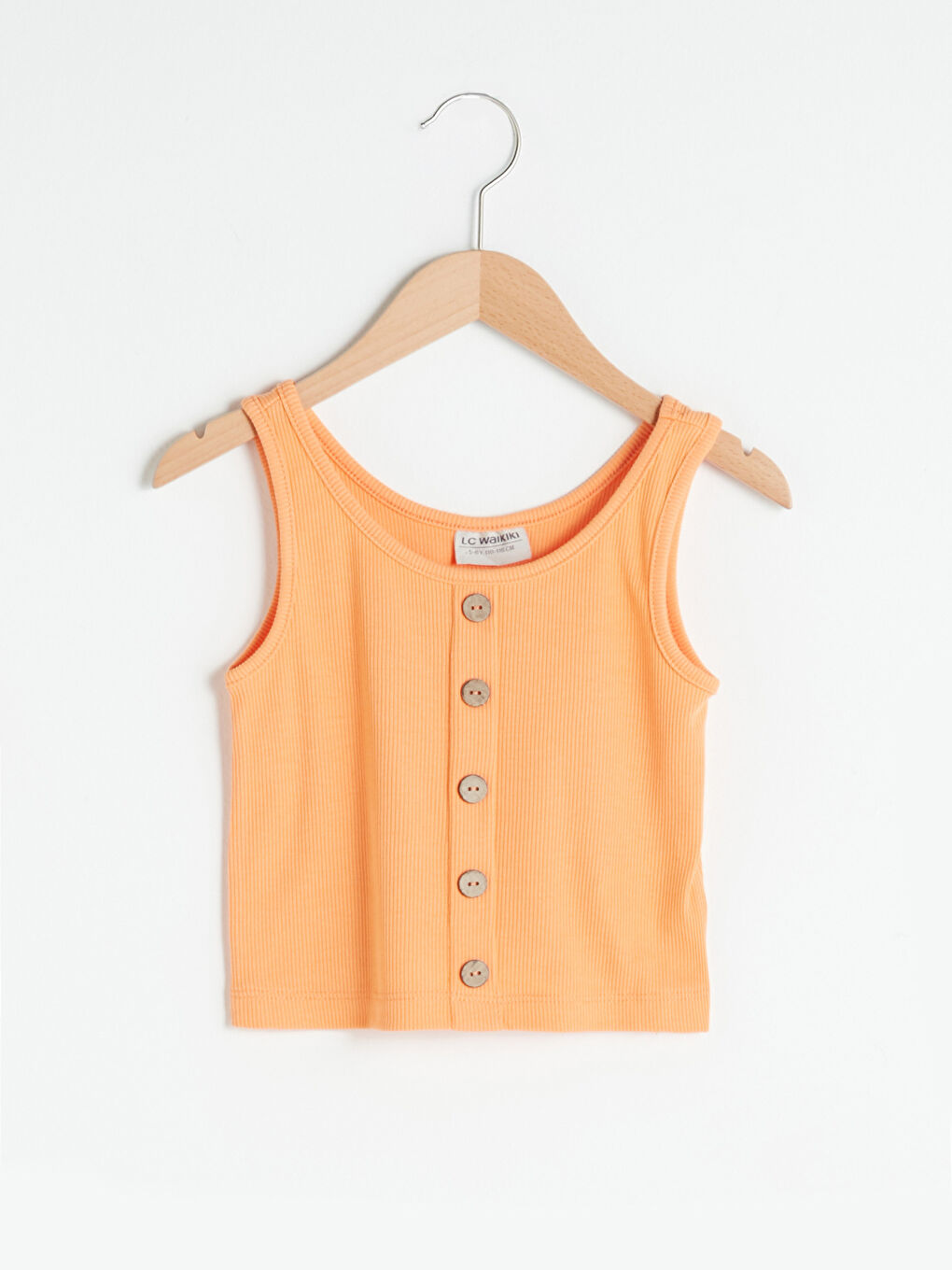 Crew Neck Basic Button Detailed Girl's Undershirt