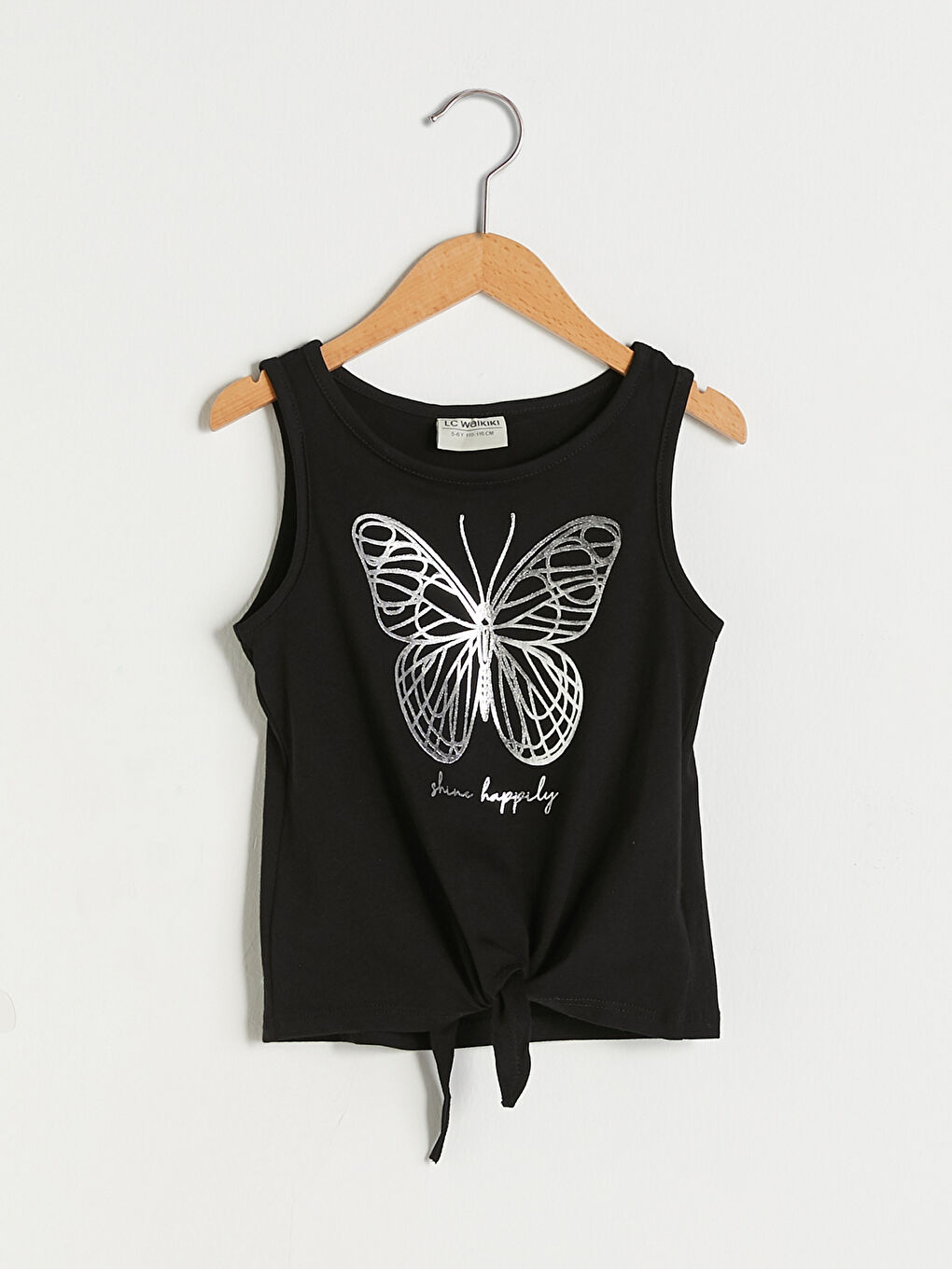 Майка для девочки с круглым вырезом из хлопка с принтом