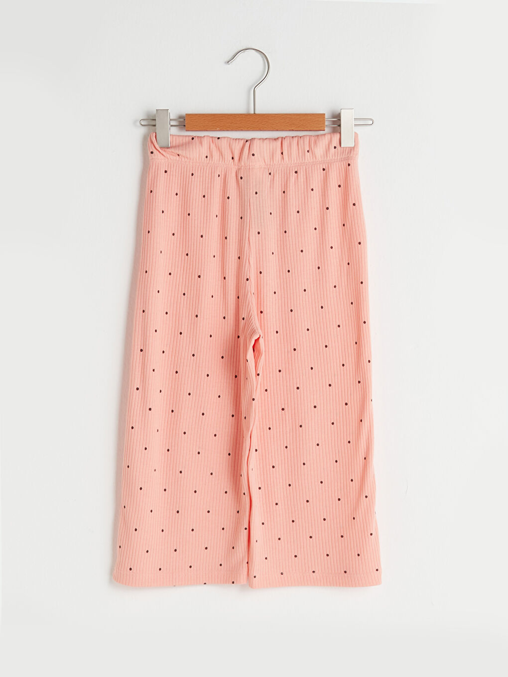 بنطلون رياضي واسع الساق بنقاط بولكا بخصر مطاطي للبنات-1