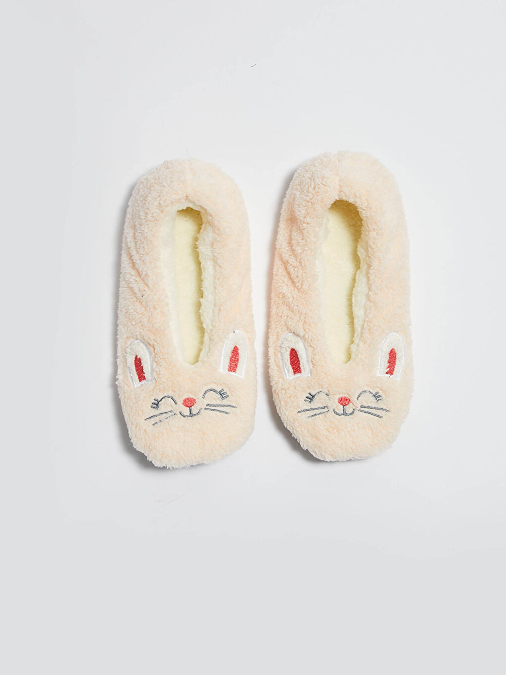 Pembe Nakışlı Pelüş Kadın Ev Terliği-3