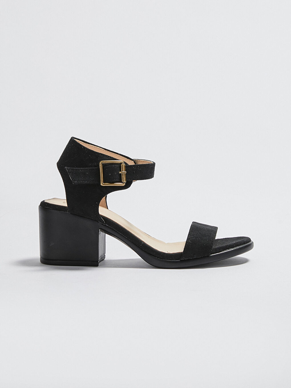 Siyah Kadın Süet Görünümlü Sandalet-1