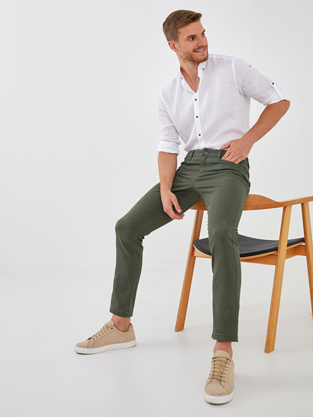 Bej Bağcıklı Erkek Spor Ayakkabı-1