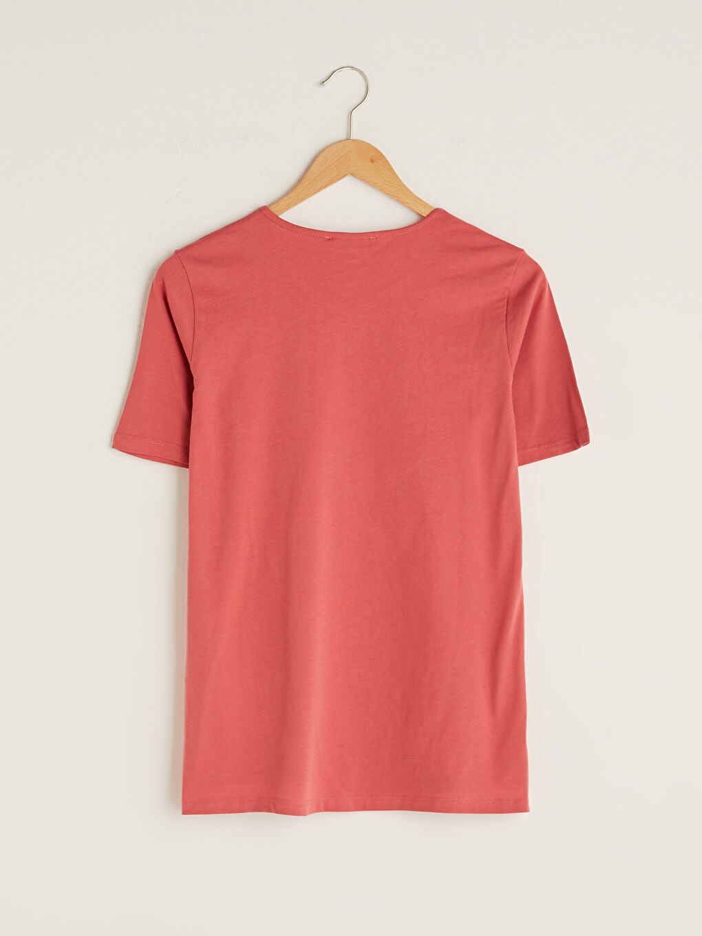 V Neck Straight Short Sleeve Cotton Women's T-Shirt-5