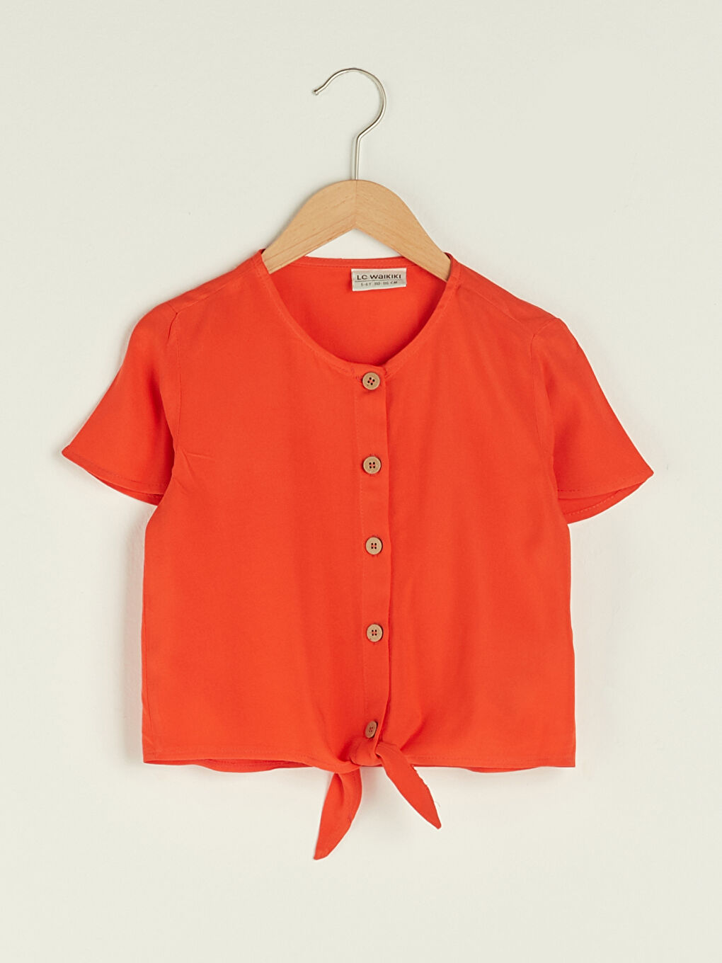 Blouse Basique à Manches Courtes en Viscose pour Filles Col Rond