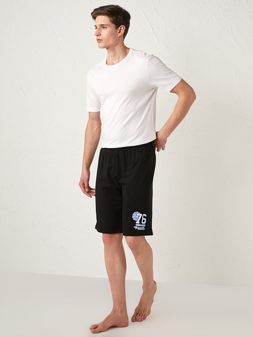 Siyah Standart Kalıp Roller Erkek Pijama Alt Şort
