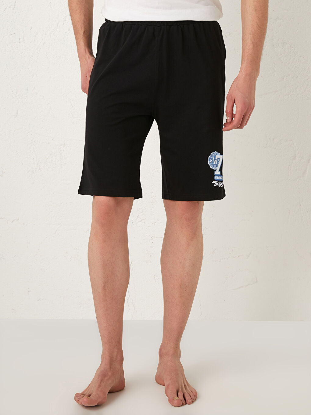 Siyah Standart Kalıp Roller Erkek Pijama Alt Şort-2