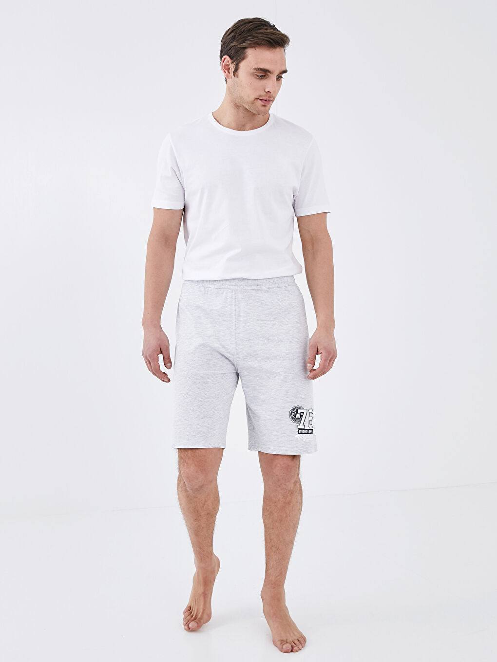 Gri Standart Kalıp Roller Erkek Pijama Alt Şort-1