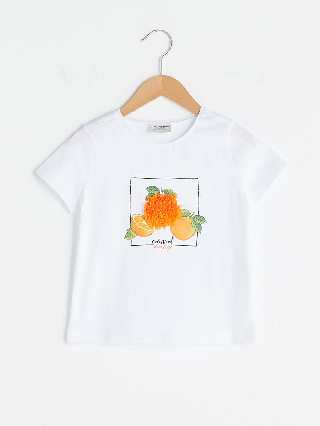 LCW Kids Crew Neck Printed Applique Detailed Short Sleeve Cotton Girls T-Shirt -S1GA42Z4-R9K
