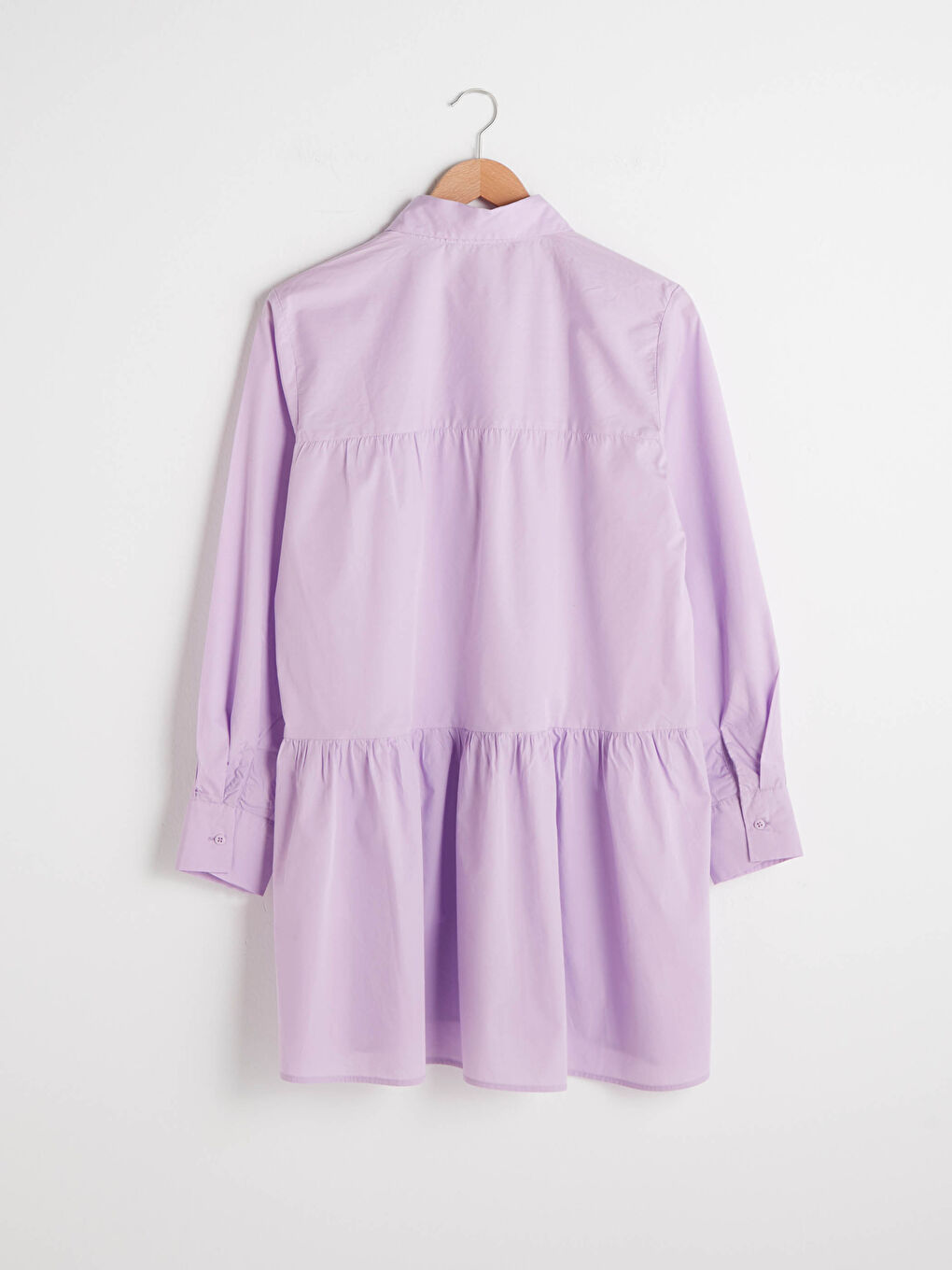 LC Waikiki Frill Detailed Long Sleeve Button Closure Poplin Women's Shirt -S1GA56Z8-G3W