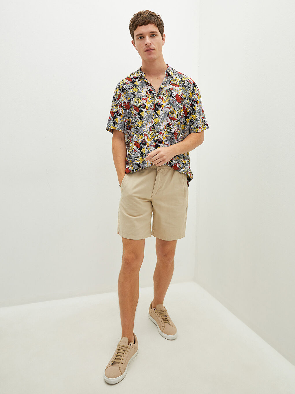 XSIDE Boxy Fit Short Sleeve Patterned Men's Shirt -S1GA94Z8-F9C