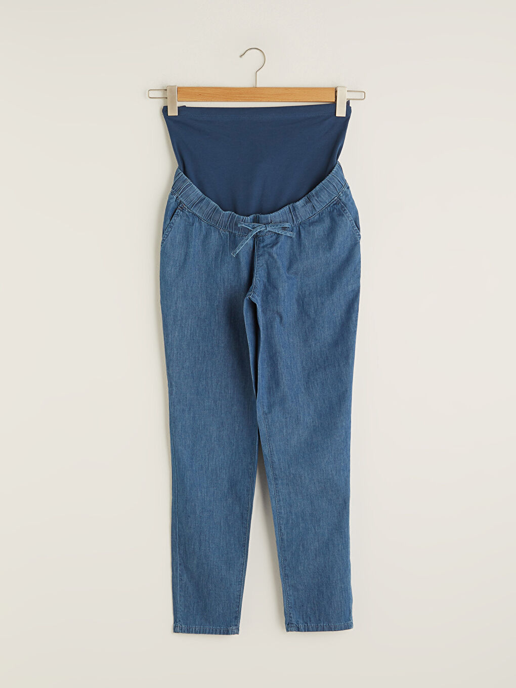 LCWAIKIKI Maternity Indigo Karın Panelli Beli Lastikli Harem Hamile Jean Pantolon - 1