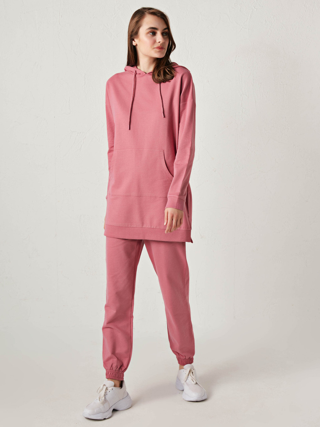 Pembe Beli Lastikli Kadın Eşofman Alt-6
