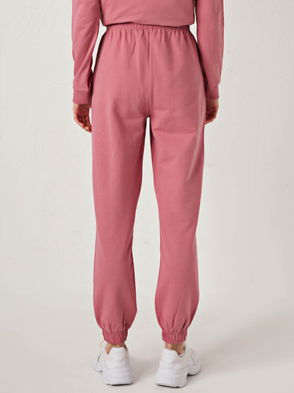 Pembe Beli Lastikli Kadın Eşofman Alt-8