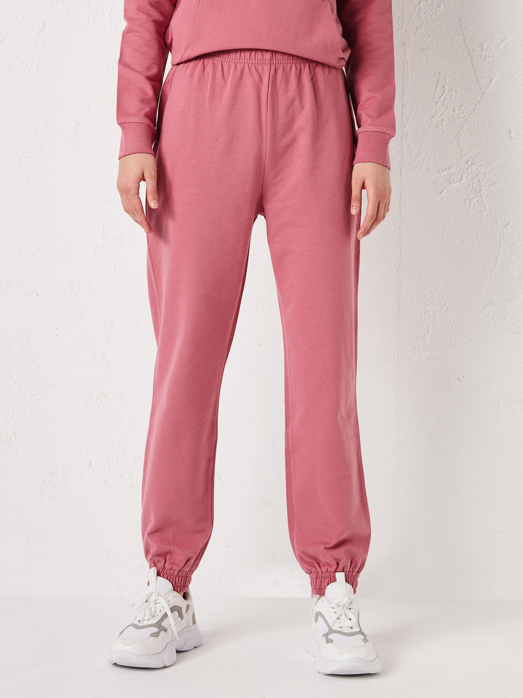 Pembe Beli Lastikli Kadın Eşofman Alt-2