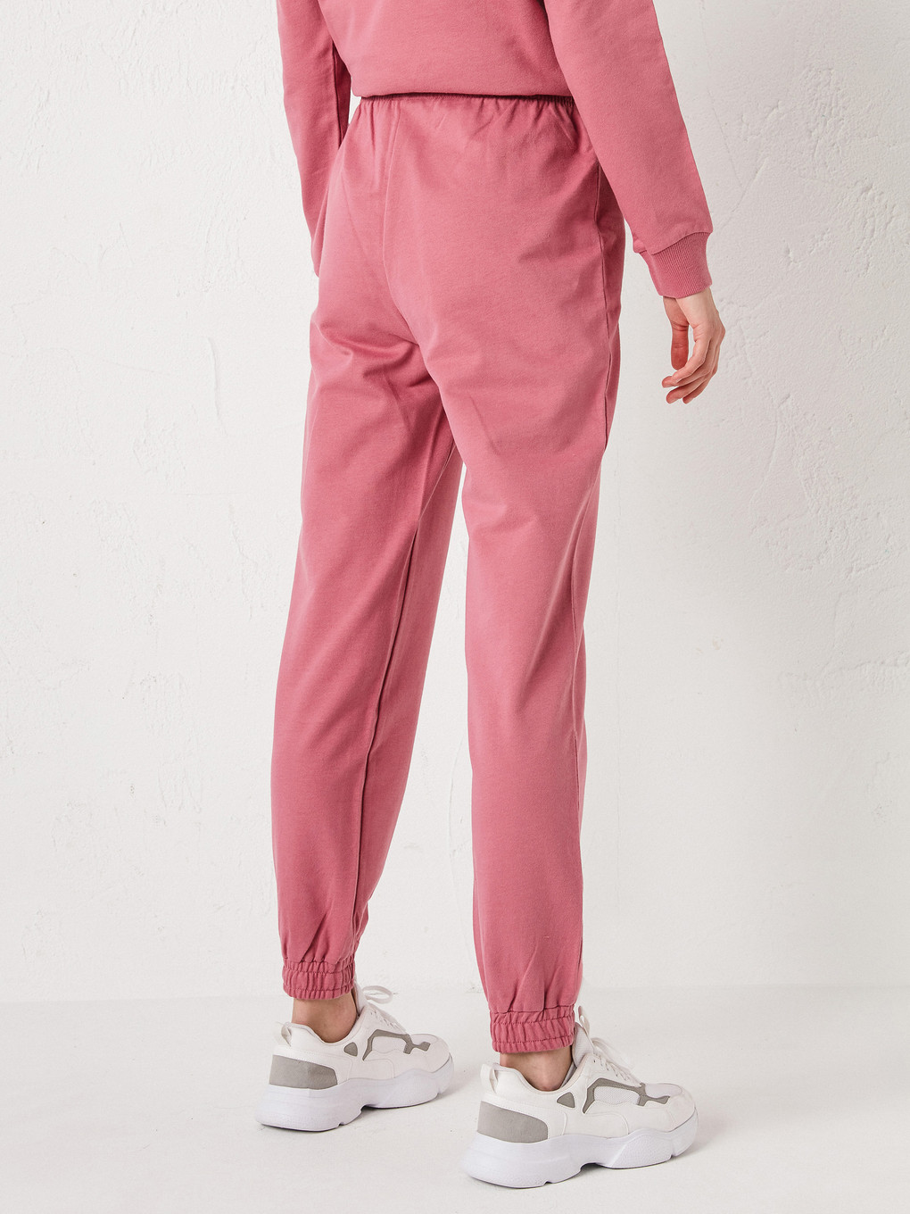 Pembe Beli Lastikli Kadın Eşofman Alt-3