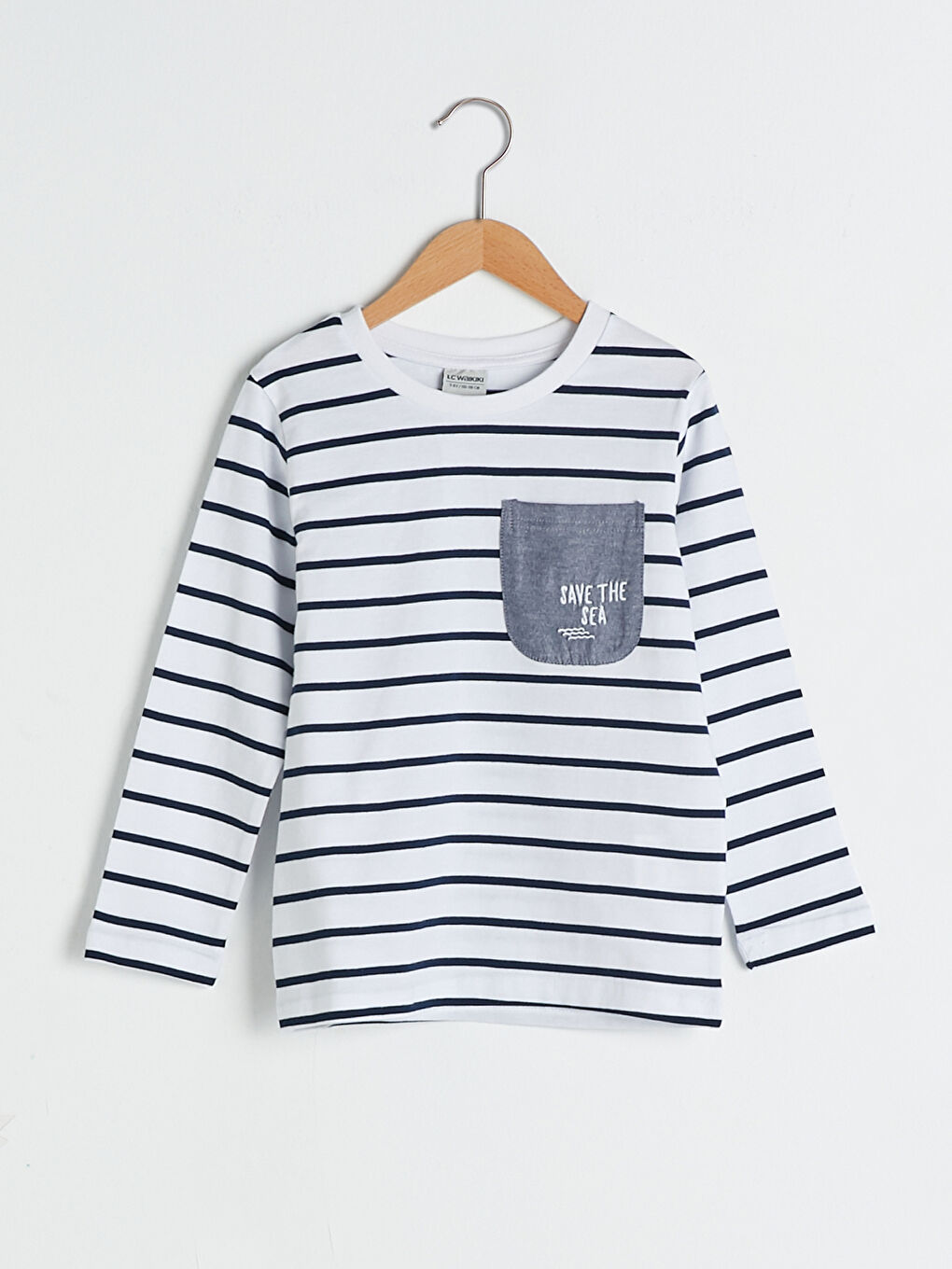 Crew Neck Striped Long Sleeve Cotton Boy T-Shirt