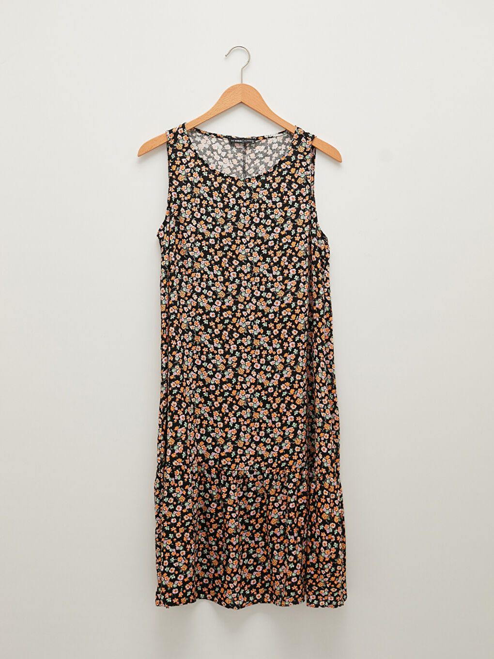 Crew Neck Patterned A-Cut Viscose Women's Dress-5