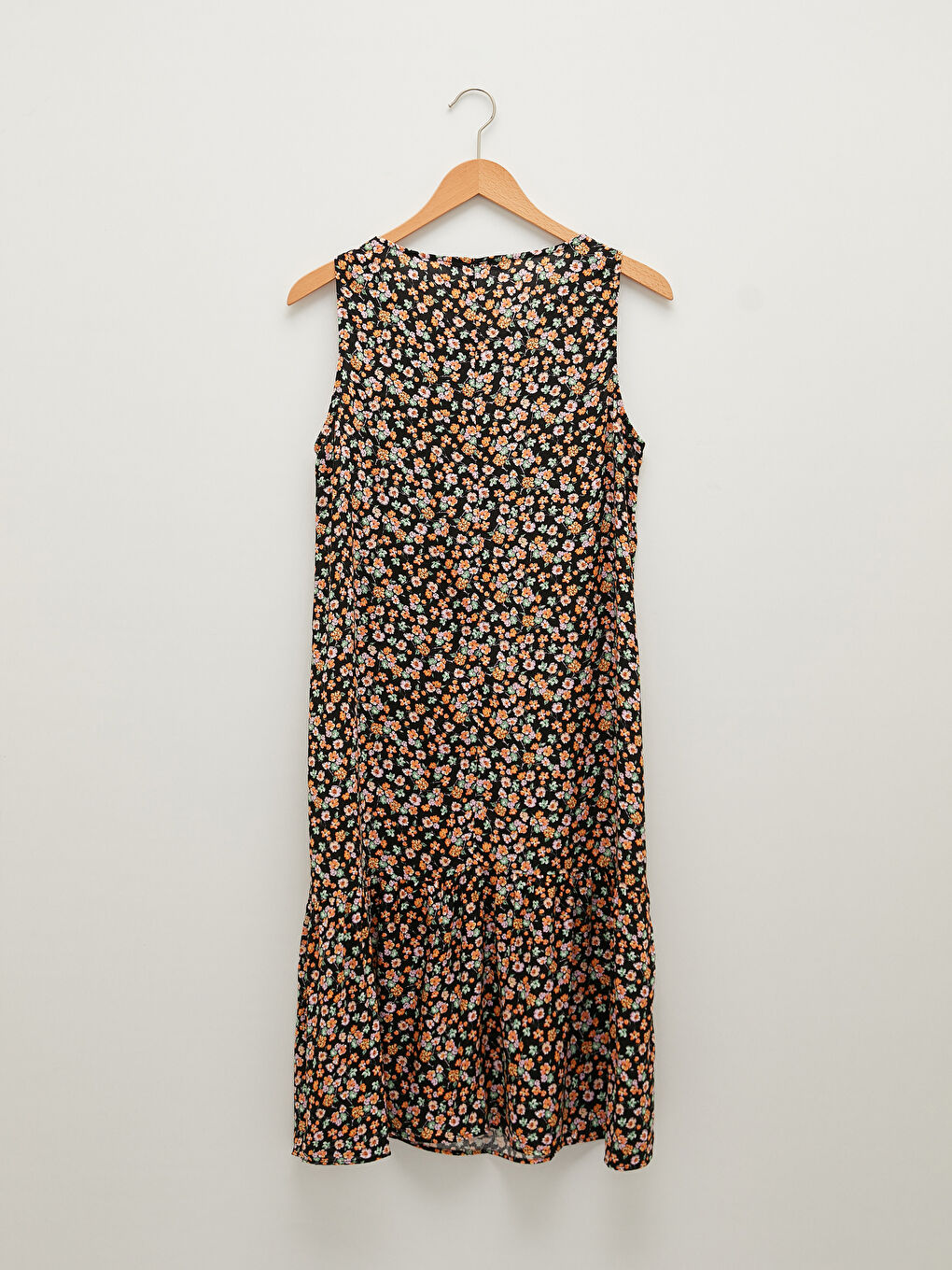 Crew Neck Patterned A-Cut Viscose Women's Dress-6