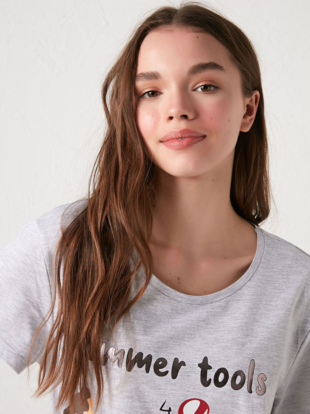 Crew Neck Printed Short Sleeve Women's Nightdress-7