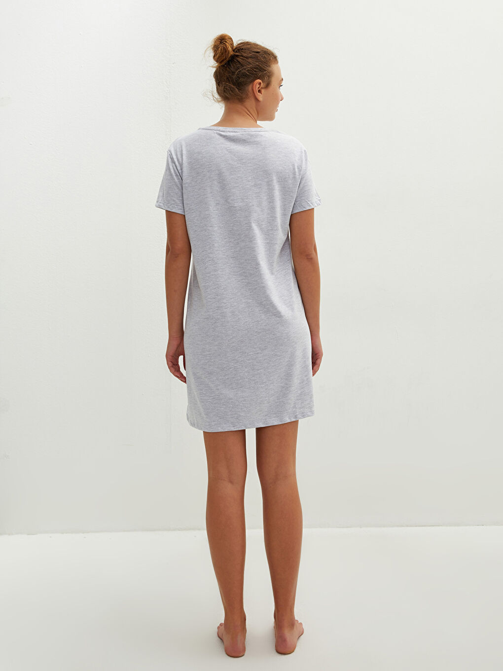 Crew Neck Printed Short Sleeve Women's Nightdress-5