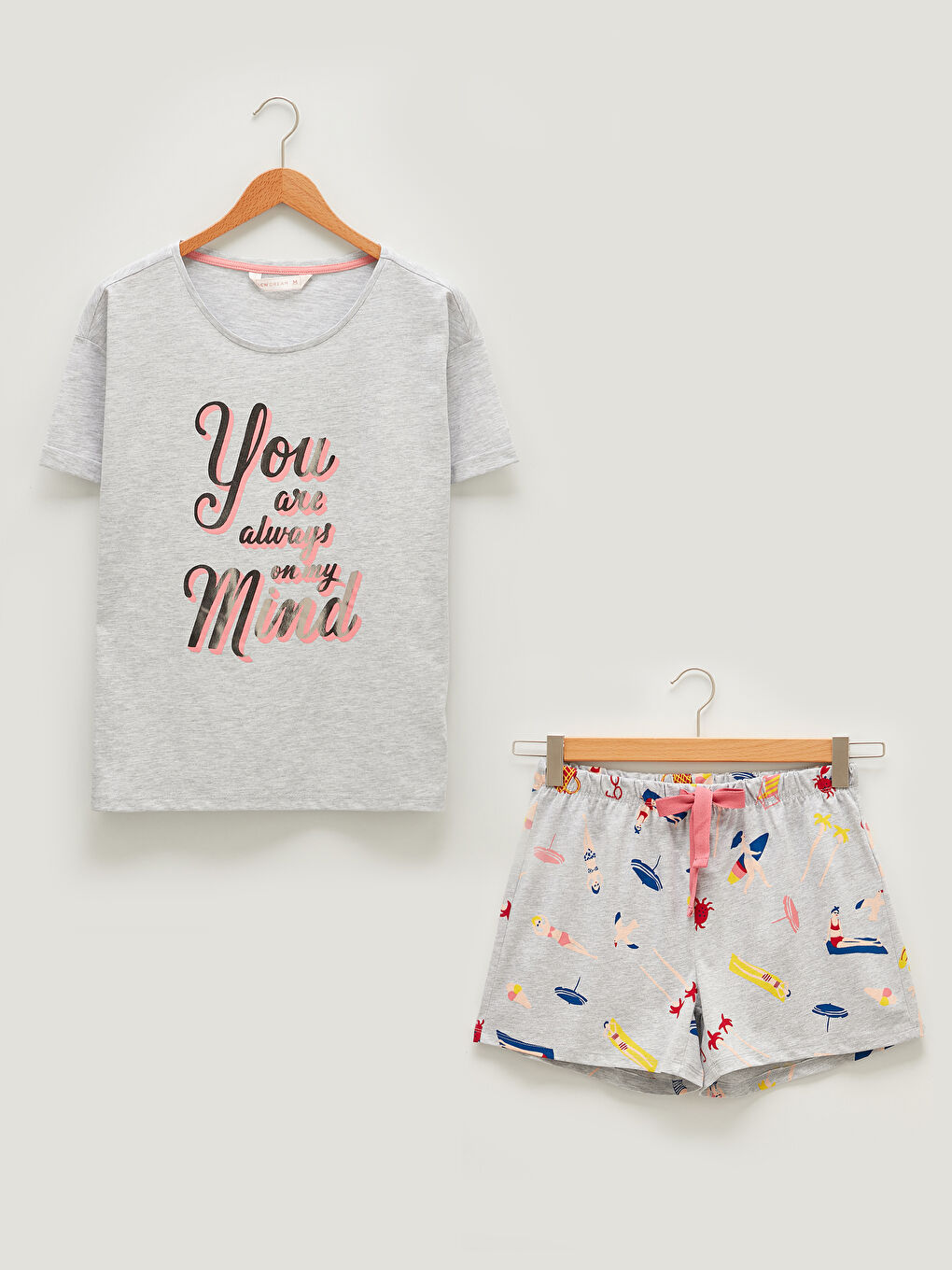 Crew Neck Printed Short Sleeve Women's Pyjama Set-5