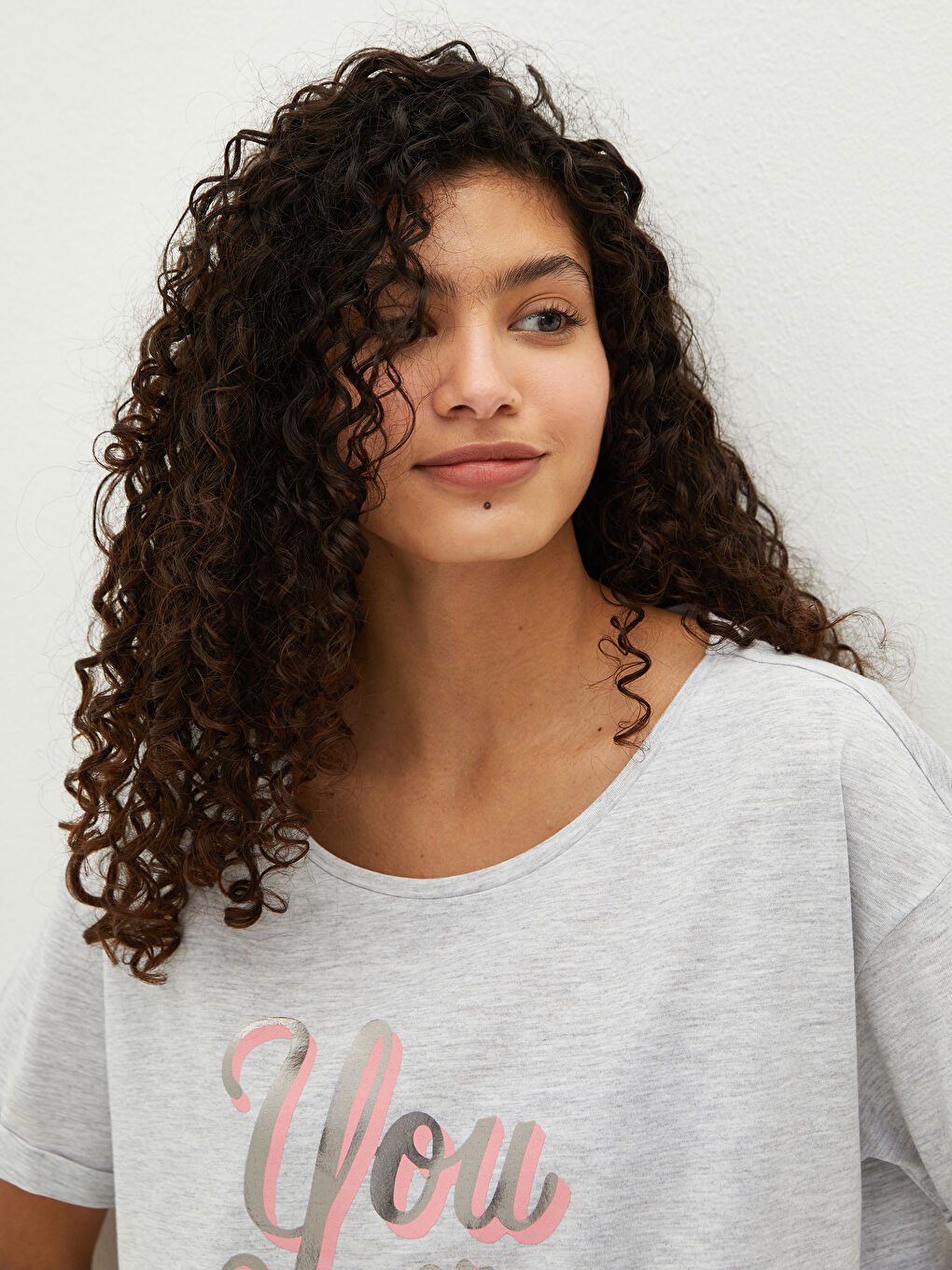 Crew Neck Printed Short Sleeve Women's Pyjama Set-3