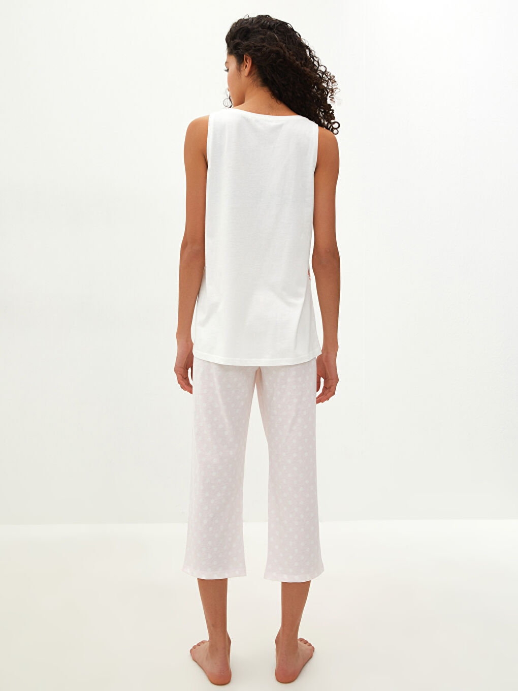 U Neck Printed Cotton Women's Pajamas Set-4