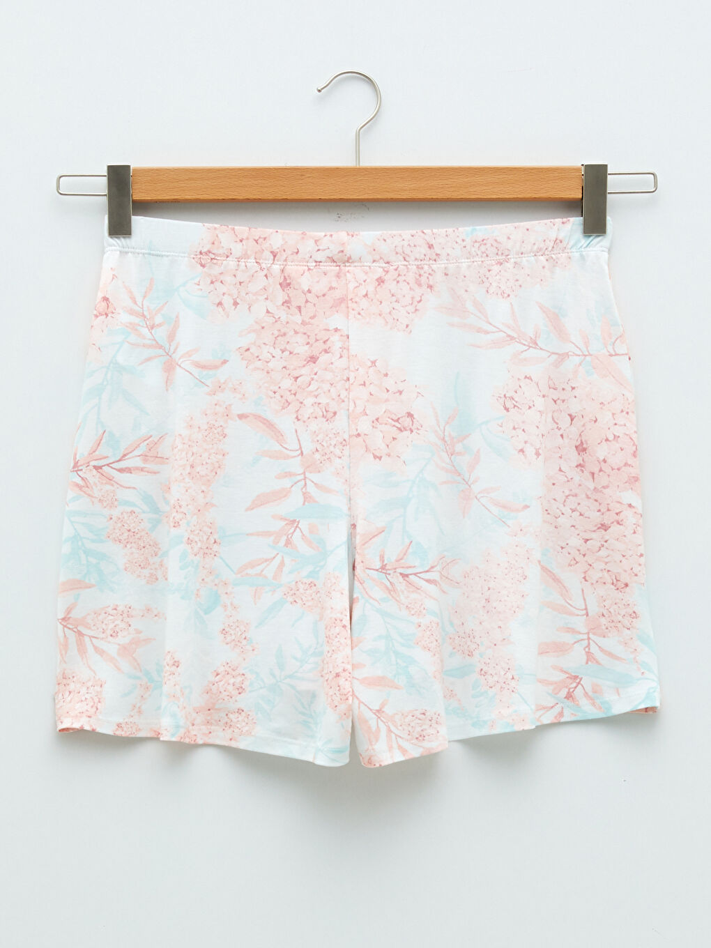 Pembe V Yaka Baskılı Kısa Kollu Viskon Kadın Şortlu Pijama Takımı-9