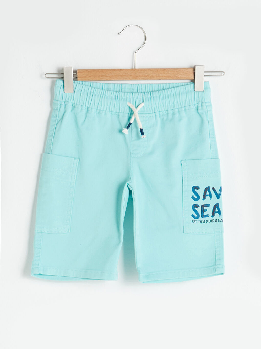 Short Garçon Coupe Slim Imprimé Gabardine à Taille Élastique