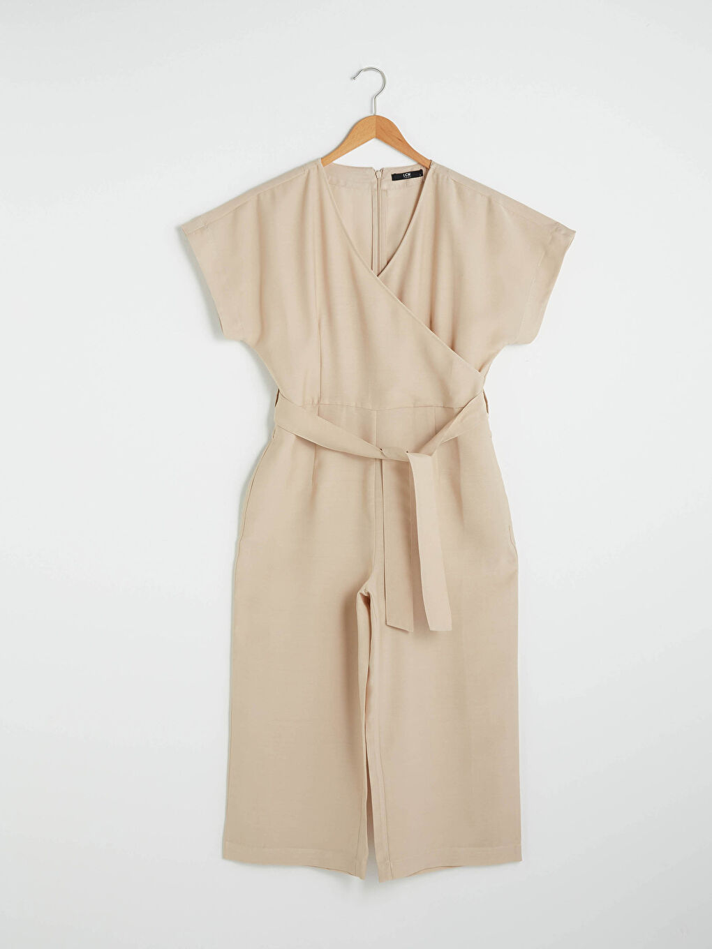 Double Breasted V Neck Waist Belted Short Sleeve Women Jumpsuit-7