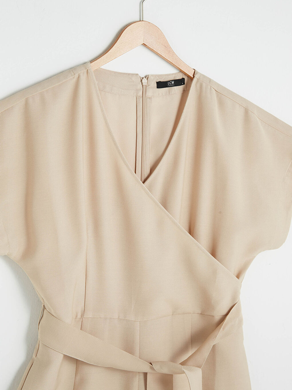 Double Breasted V Neck Waist Belted Short Sleeve Women Jumpsuit-8