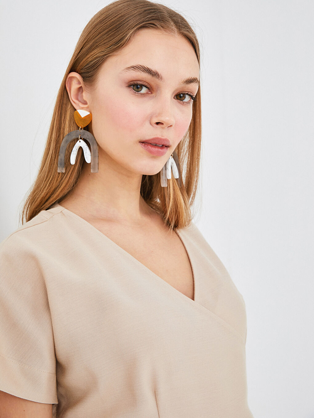 Double Breasted V Neck Waist Belted Short Sleeve Women Jumpsuit-4