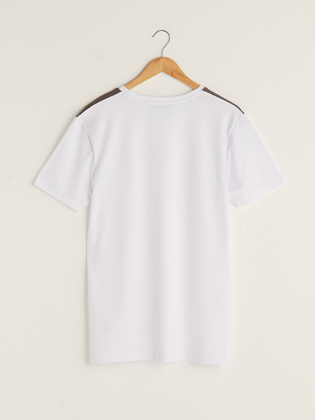 Beyaz Bisiklet Yaka Kısa Kollu Erkek Aktif Spor Tişört-6