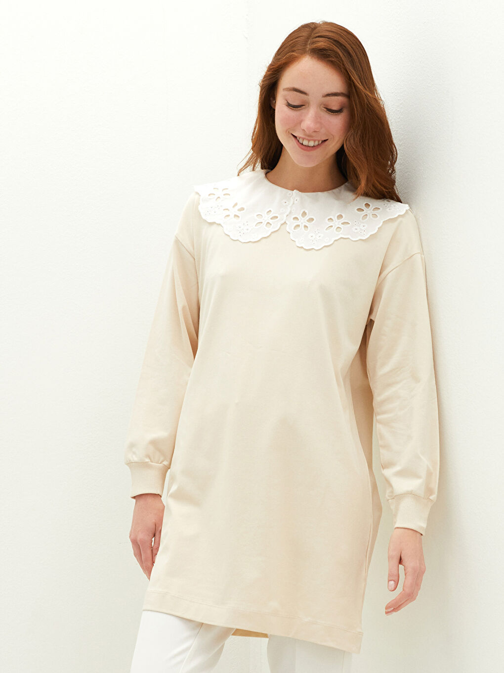 Embroidered Baby Collar Long Sleeve Women's Tunic