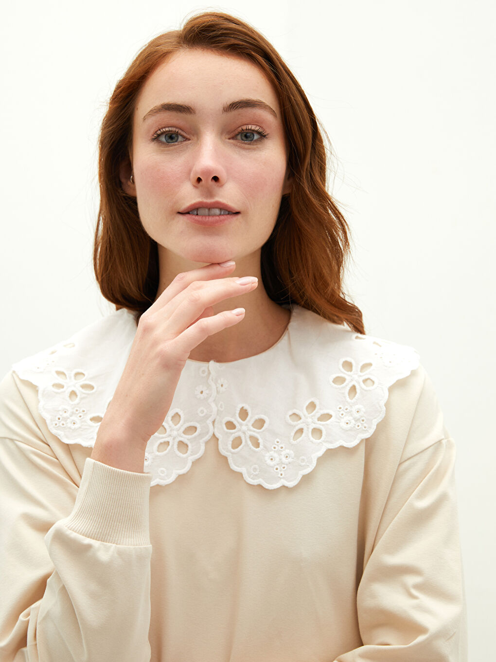 Embroidered Baby Collar Long Sleeve Women's Tunic-3