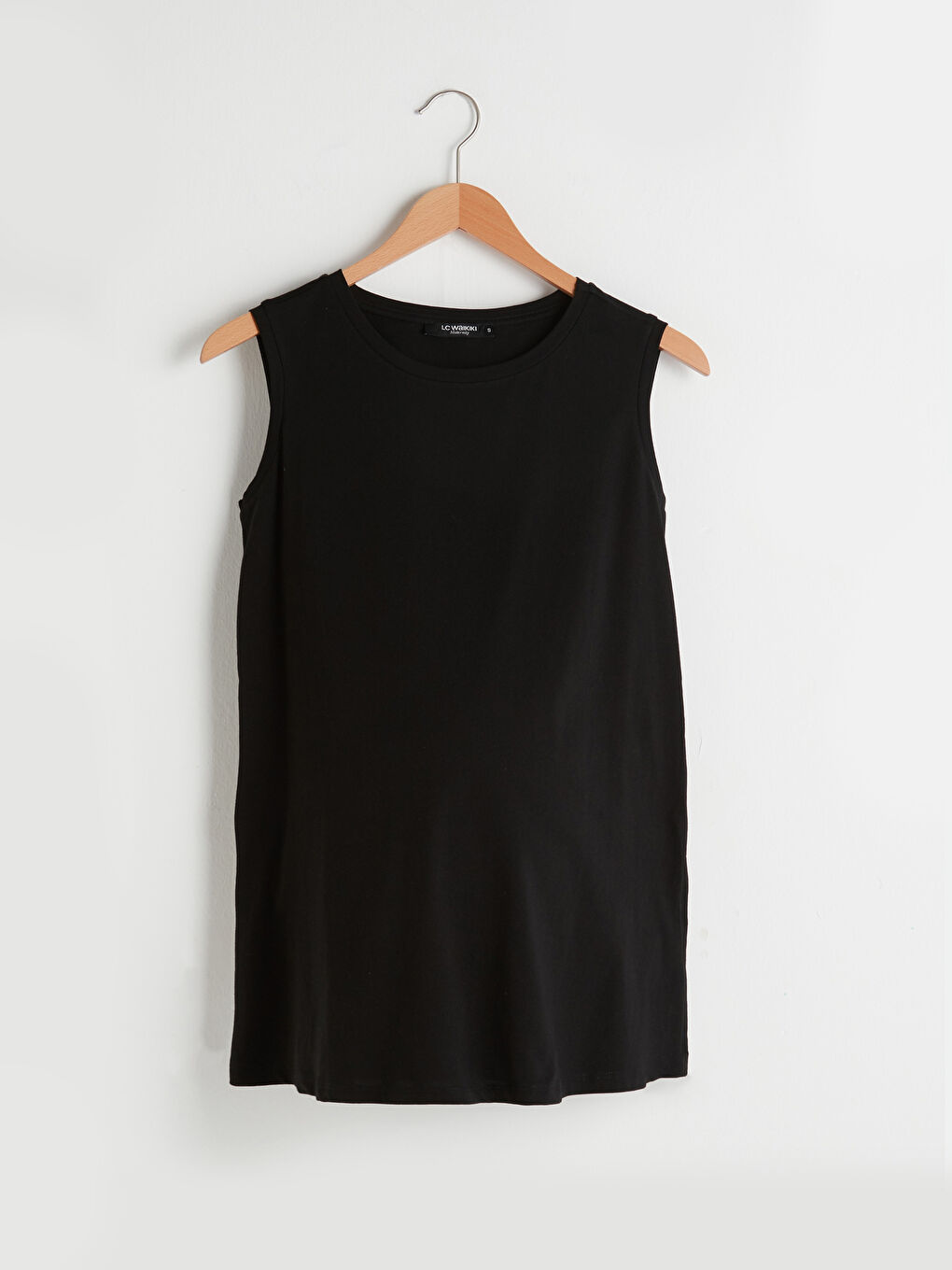 Siyah Bisiklet Yaka Düz Kolsuz Pamuklu Hamile Atlet-6