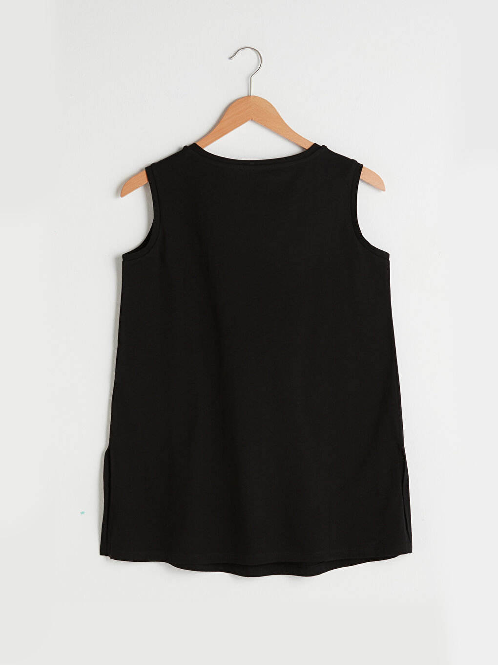 Siyah Bisiklet Yaka Düz Kolsuz Pamuklu Hamile Atlet-7