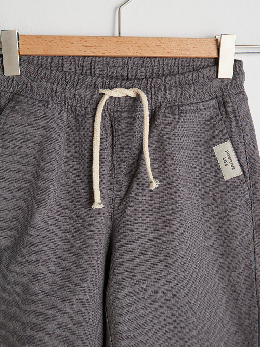 Pantalon Garçon Basique en Coton à Taille Élastique-2