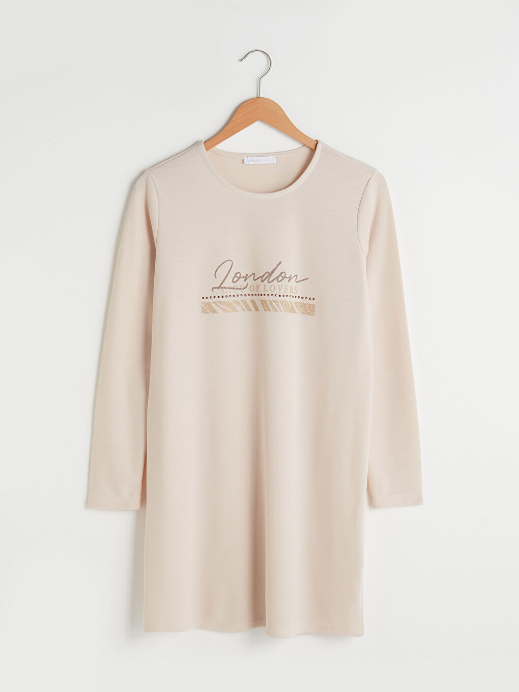 Crew Neck Printed Long Sleeve Women's Tunic-5