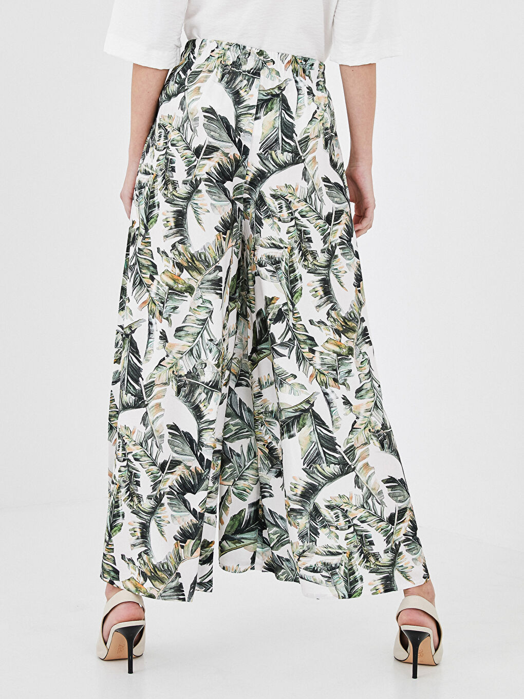 Elastic Waist Patterned Viscose Women Pants Skirt-9