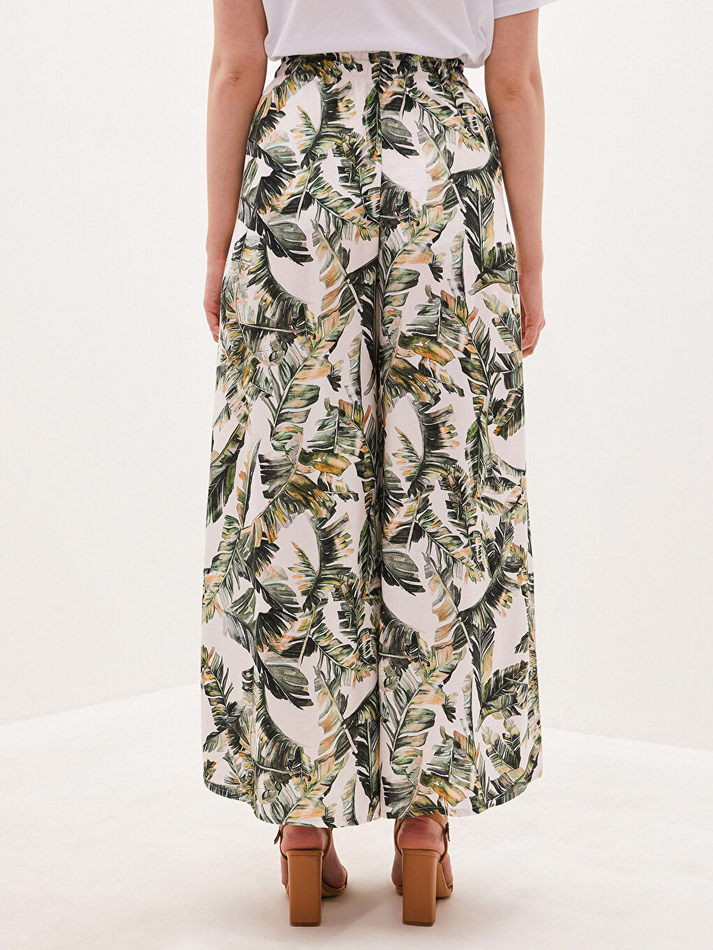 Elastic Waist Patterned Viscose Women Pants Skirt-4