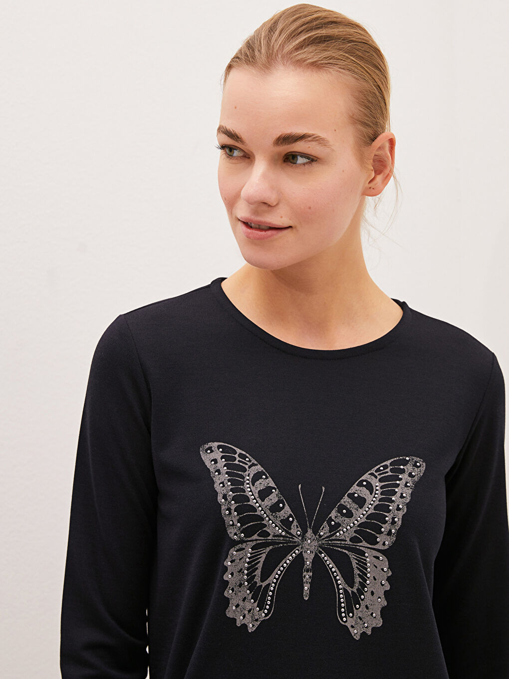 Crew Neck Printed Long Sleeve Women's Tunic-2