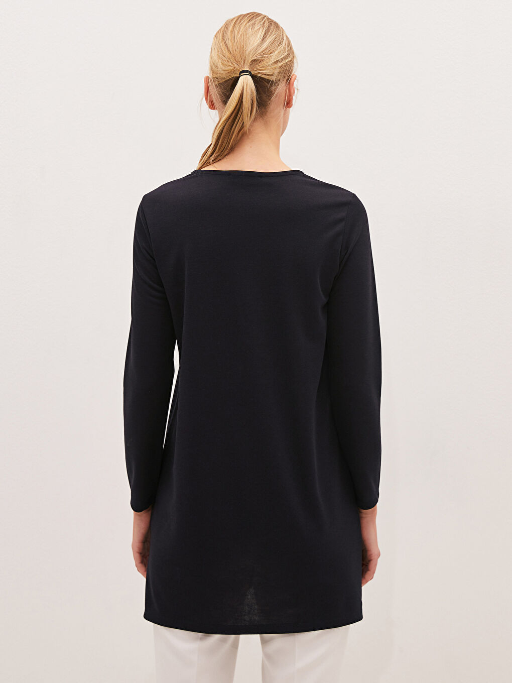 Crew Neck Printed Long Sleeve Women's Tunic-3