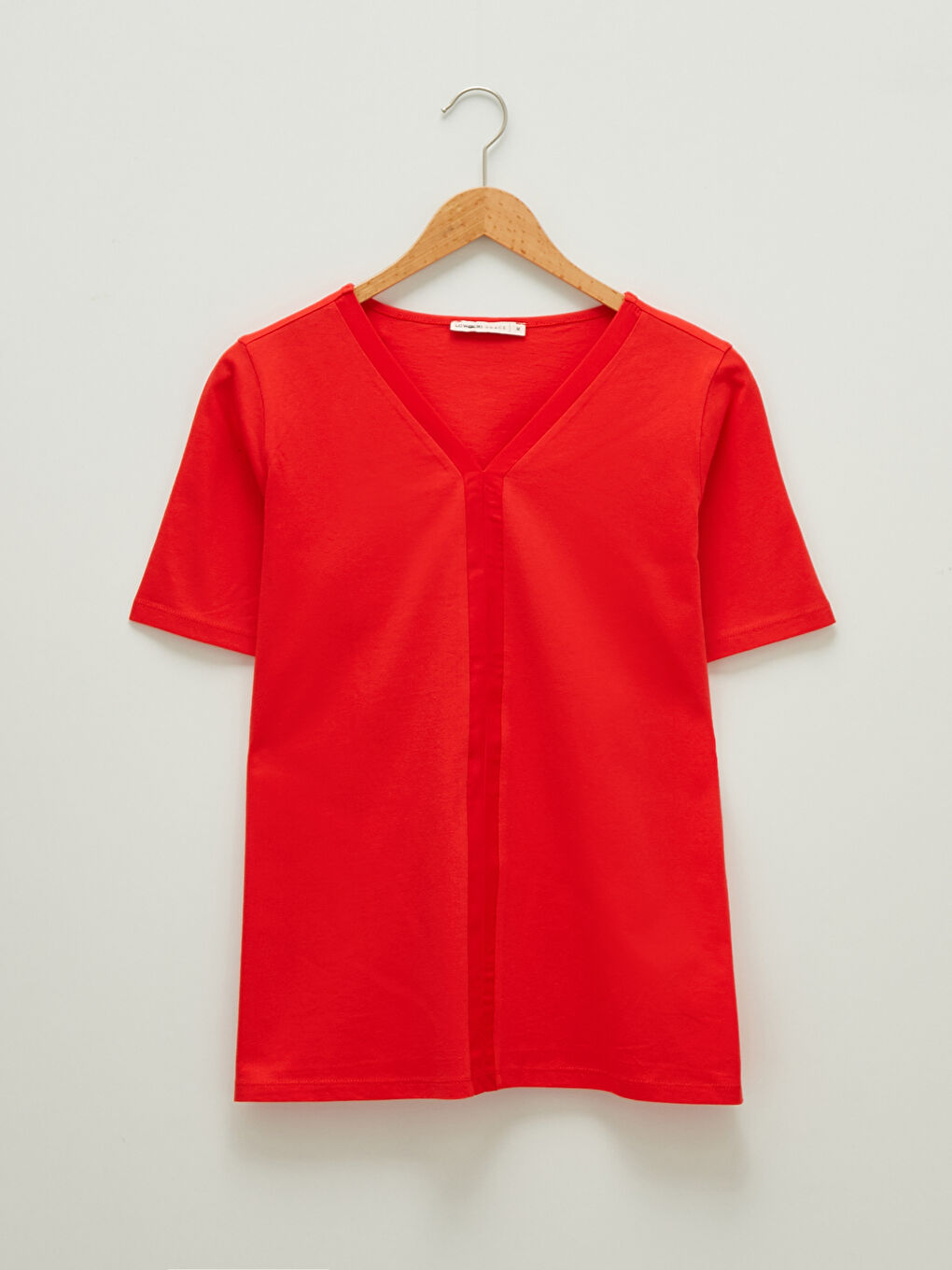 V-Neck Straight Short Sleeve Women's Blouse-5
